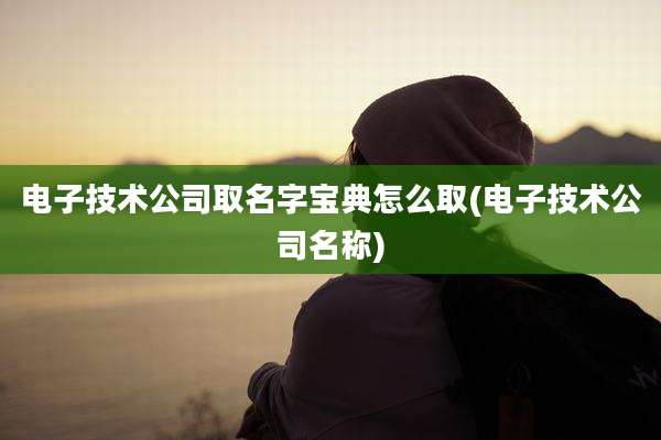 电子技术公司取名字宝典怎么取(电子技术公司名称)