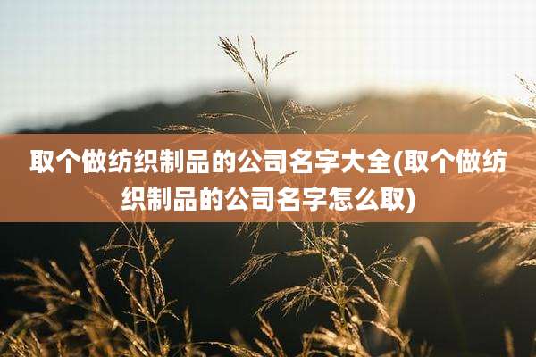 取个做纺织制品的公司名字大全(取个做纺织制品的公司名字怎么取)