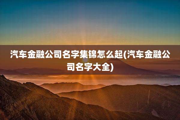 汽车金融公司名字集锦怎么起(汽车金融公司名字大全)