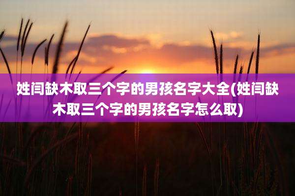 姓闫缺木取三个字的男孩名字大全(姓闫缺木取三个字的男孩名字怎么取)