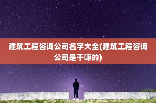 建筑工程咨询公司名字大全(建筑工程咨询公司是干嘛的)
