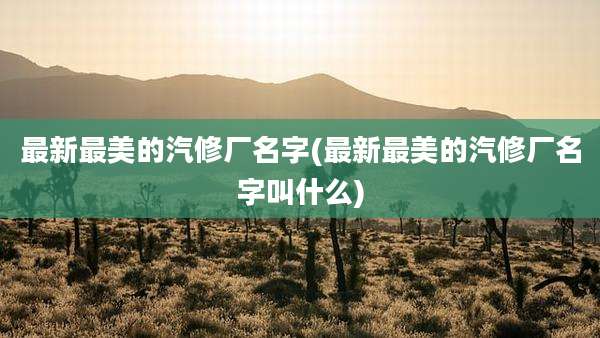 最新最美的汽修厂名字(最新最美的汽修厂名字叫什么)