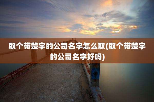 取个带楚字的公司名字怎么取(取个带楚字的公司名字好吗)