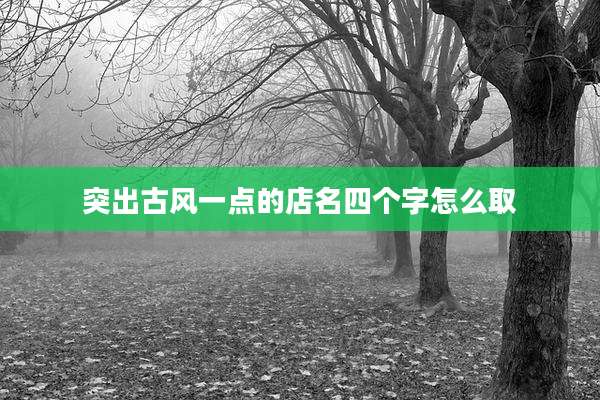 突出古风一点的店名四个字怎么取