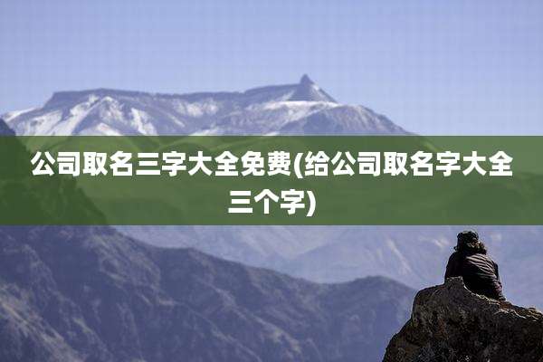 公司取名三字大全免费(给公司取名字大全三个字)