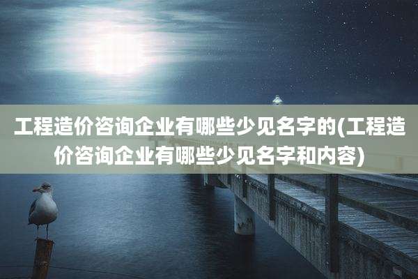 工程造价咨询企业有哪些少见名字的(工程造价咨询企业有哪些少见名字和内容)