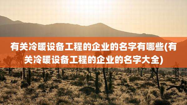 有关冷暖设备工程的企业的名字有哪些(有关冷暖设备工程的企业的名字大全)