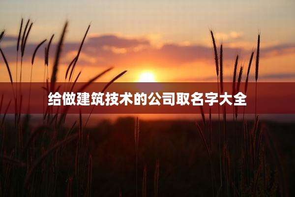 给做建筑技术的公司取名字大全