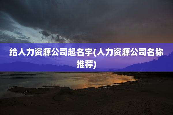 给人力资源公司起名字(人力资源公司名称推荐)