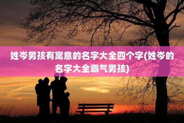姓岑男孩有寓意的名字大全四个字(姓岑的名字大全霸气男孩)