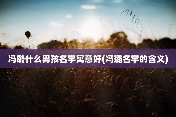 冯璐什么男孩名字寓意好(冯璐名字的含义)