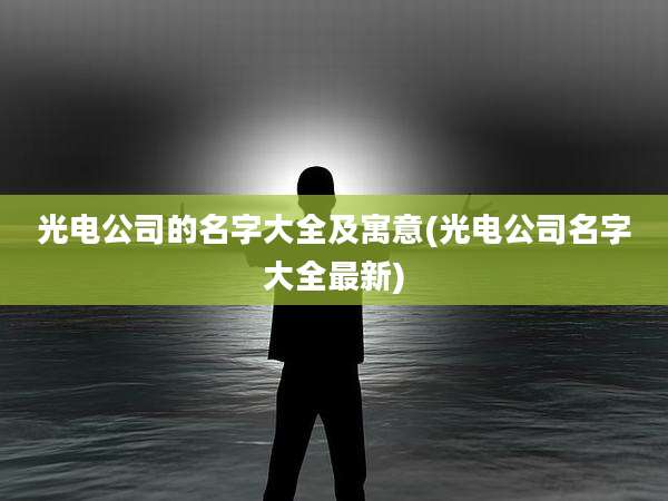 光电公司的名字大全及寓意(光电公司名字大全最新)
