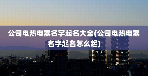 公司电热电器名字起名大全(公司电热电器名字起名怎么起)