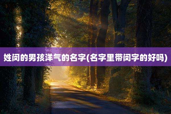 姓闵的男孩洋气的名字(名字里带闵字的好吗)