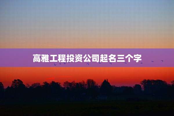 高雅工程投资公司起名三个字