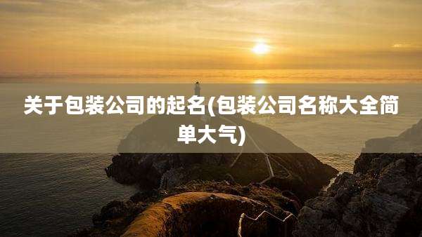 关于包装公司的起名(包装公司名称大全简单大气)