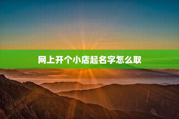 网上开个小店起名字怎么取