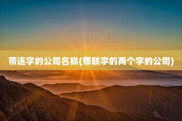 带连字的公司名称(带联字的两个字的公司)