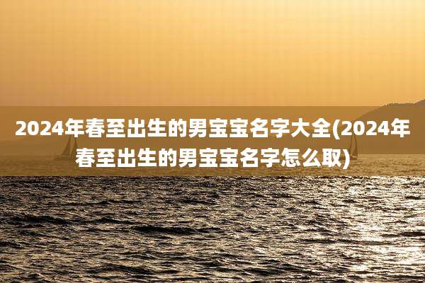 2024年春至出生的男宝宝名字大全(2024年春至出生的男宝宝名字怎么取)