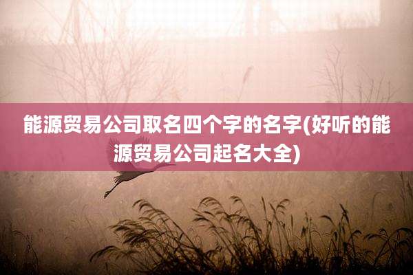 能源贸易公司取名四个字的名字(好听的能源贸易公司起名大全)