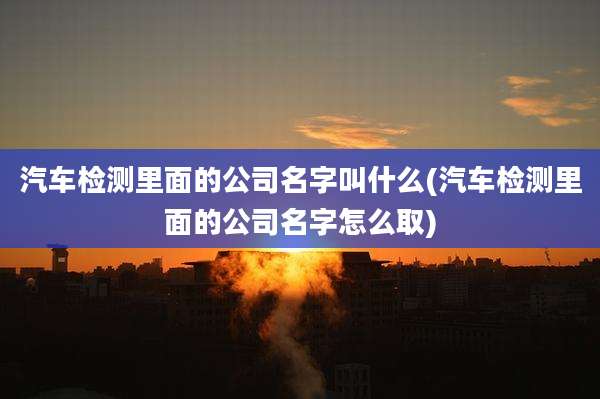 汽车检测里面的公司名字叫什么(汽车检测里面的公司名字怎么取)