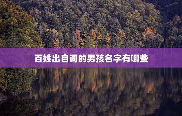 百姓出自词的男孩名字有哪些