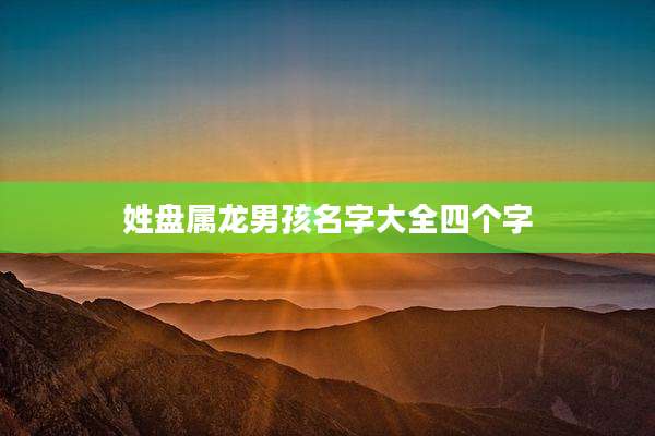 姓盘属龙男孩名字大全四个字
