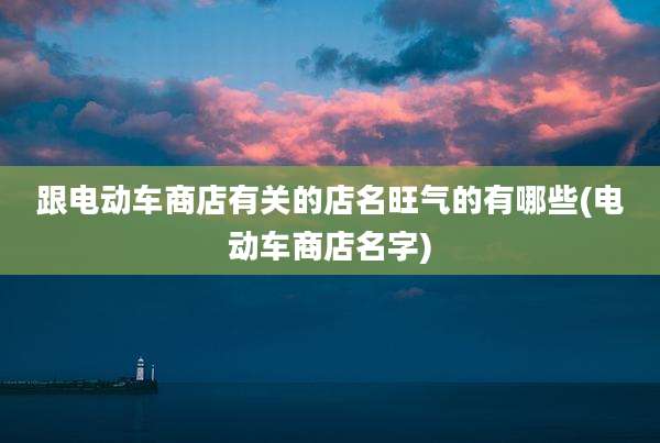跟电动车商店有关的店名旺气的有哪些(电动车商店名字)