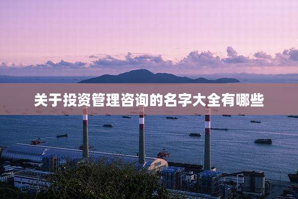 关于投资管理咨询的名字大全有哪些