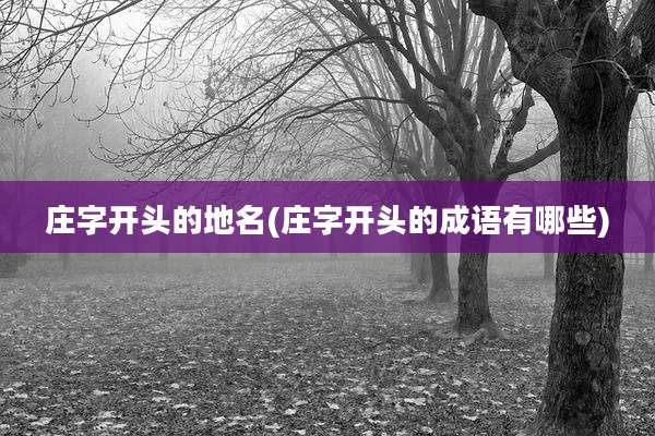 庄字开头的地名(庄字开头的成语有哪些)