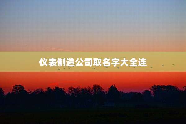 仪表制造公司取名字大全连