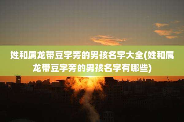 姓和属龙带豆字旁的男孩名字大全(姓和属龙带豆字旁的男孩名字有哪些)