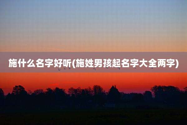 施什么名字好听(施姓男孩起名字大全两字)