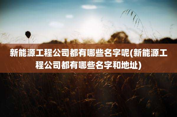 新能源工程公司都有哪些名字呢(新能源工程公司都有哪些名字和地址)