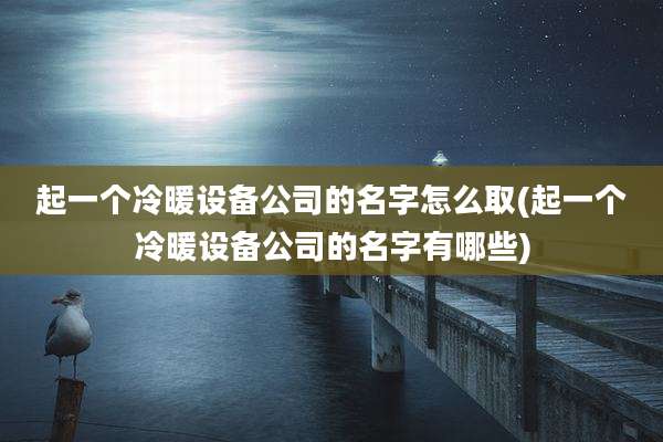 起一个冷暖设备公司的名字怎么取(起一个冷暖设备公司的名字有哪些)
