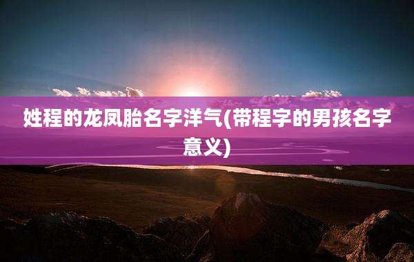 姓程的龙凤胎名字洋气(带程字的男孩名字意义)