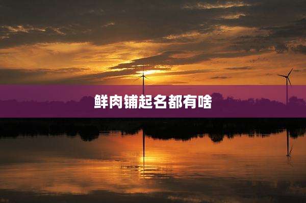 鲜肉铺起名都有啥
