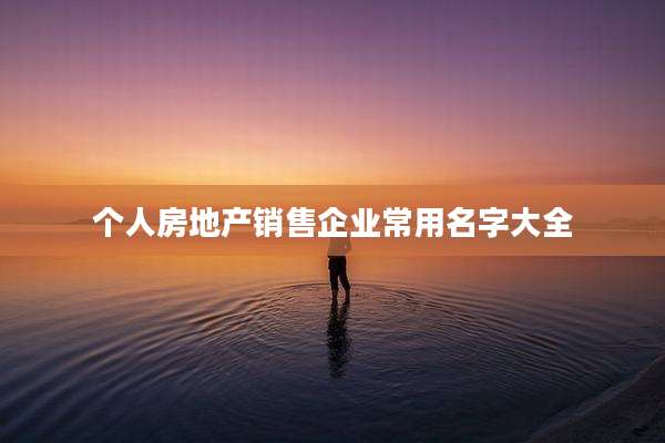 个人房地产销售企业常用名字大全