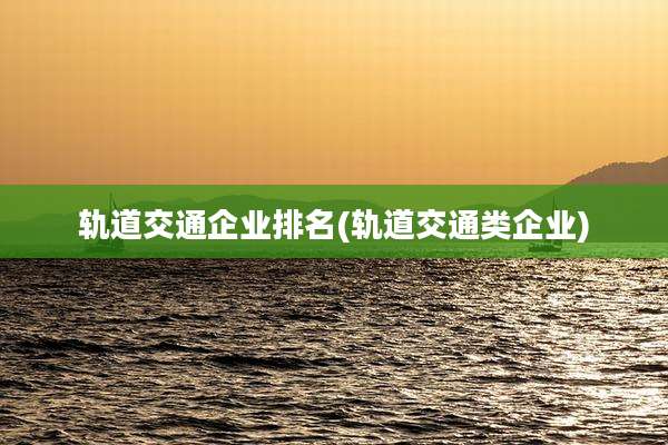 轨道交通企业排名(轨道交通类企业)