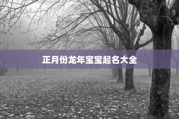 正月份龙年宝宝起名大全