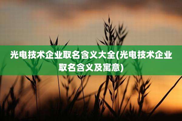 光电技术企业取名含义大全(光电技术企业取名含义及寓意)