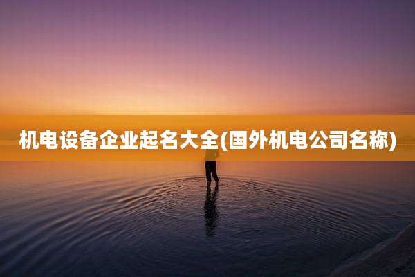 机电设备企业起名大全(国外机电公司名称)