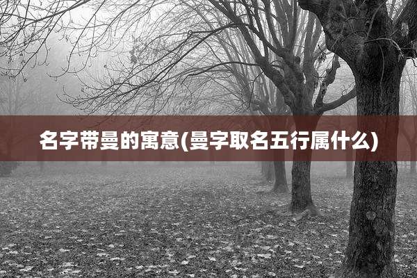 名字带曼的寓意(曼字取名五行属什么)