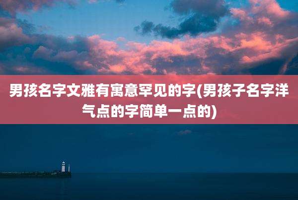 男孩名字文雅有寓意罕见的字(男孩子名字洋气点的字简单一点的)