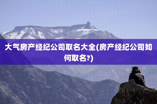 大气房产经纪公司取名大全(房产经纪公司如何取名?)