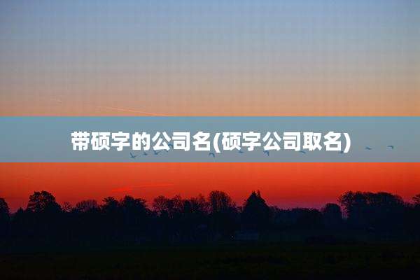 带硕字的公司名(硕字公司取名)