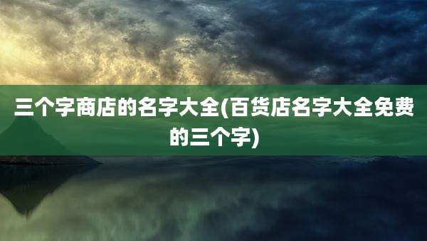 三个字商店的名字大全(百货店名字大全免费的三个字)