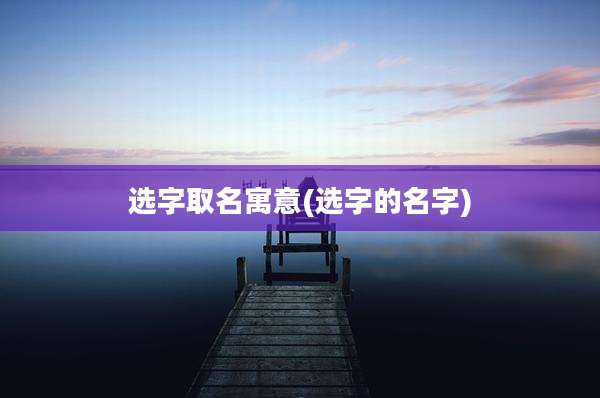 选字取名寓意(选字的名字)
