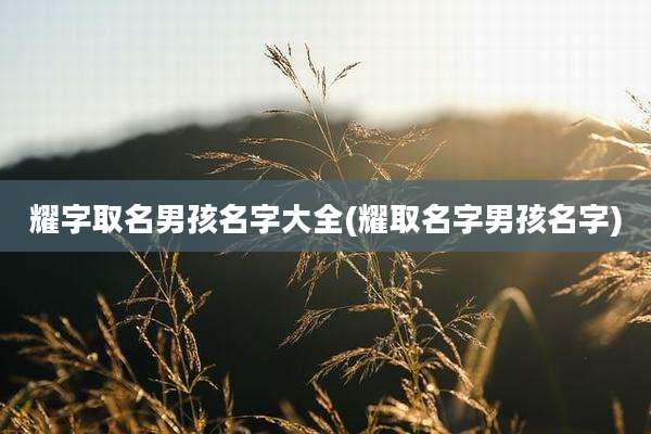 耀字取名男孩名字大全(耀取名字男孩名字)