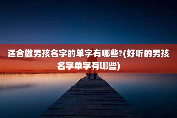 适合做男孩名字的单字有哪些?(好听的男孩名字单字有哪些)